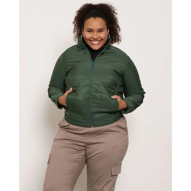 Jaqueta Plus Size Feminina Matelassê Verde G2