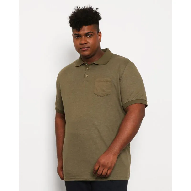 Polo Plus Size Masculina Bolso Manga Curta Verde G1