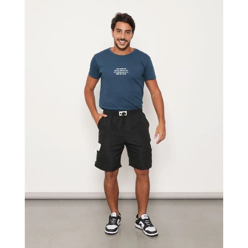 Bermuda Masculina Com Bolso Cargo Preta GG