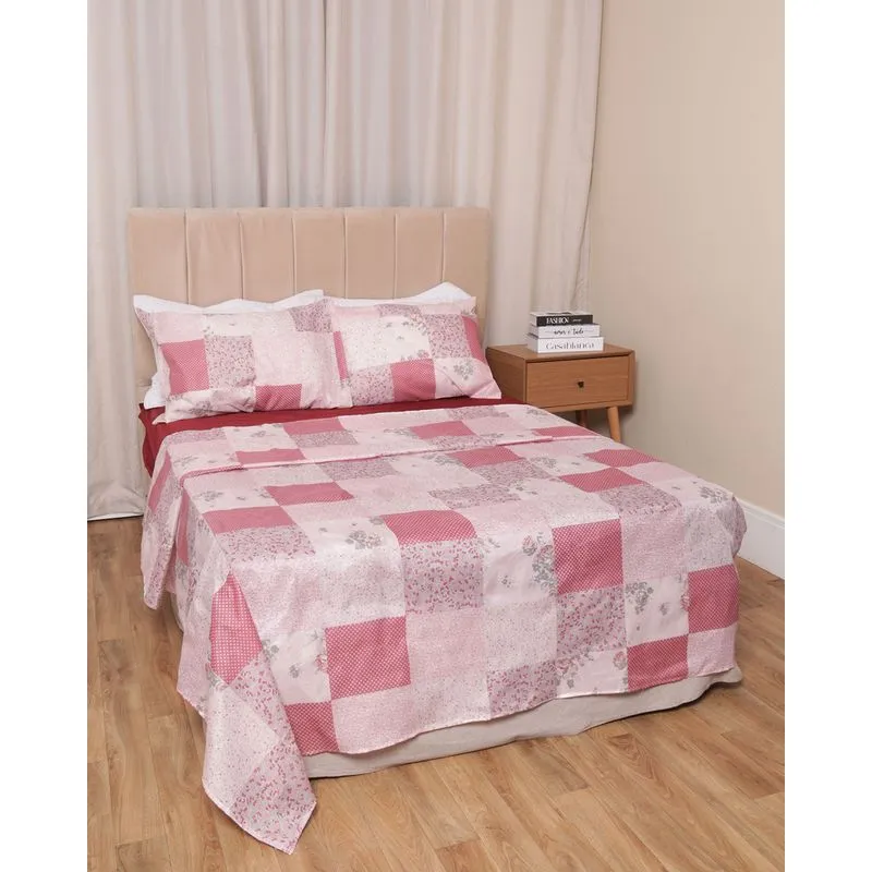 Jogo de Cama Queen Arte&Cazza 4 peças Floral Cinza UN