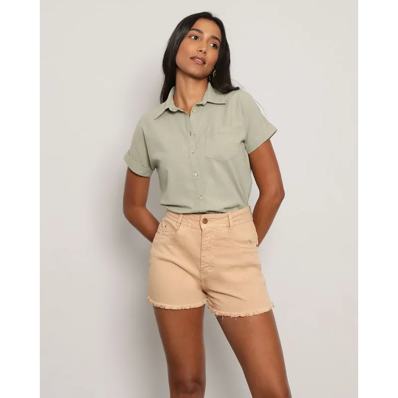 Camisa Feminina Berry & Co. Manga Curta Cropped Verde P
