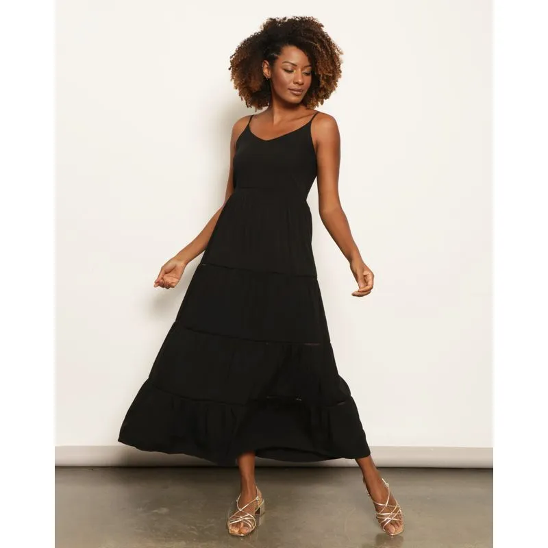 Vestido Feminino Berry & Co. Longo Viscose Preto GG