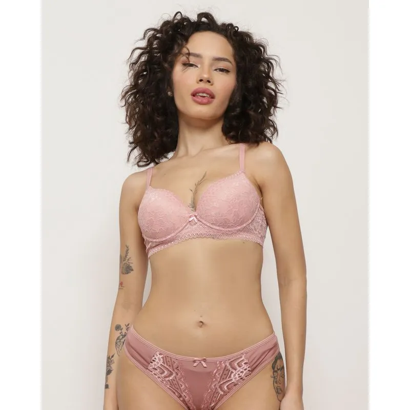 Sutiã Feminino Base Com Bojo Renda Rosa 40