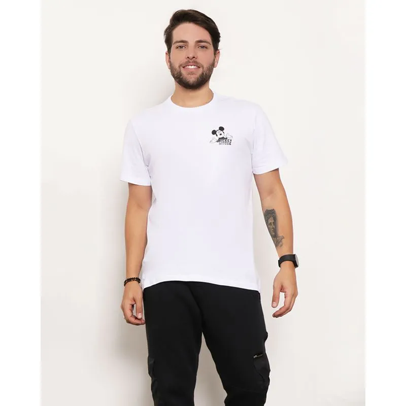 Camiseta Masculina Estampa Frente E Costas Disney Mickey Branca GG