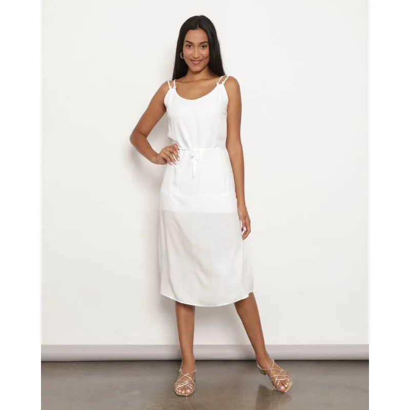 Vestido Feminino Berry & Co. Regata Alcinha Midi Off White G