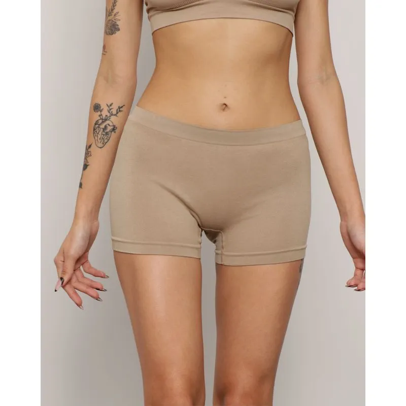 Calcinha Feminina Zee Rucci Boxer Sem Costura Bege GG