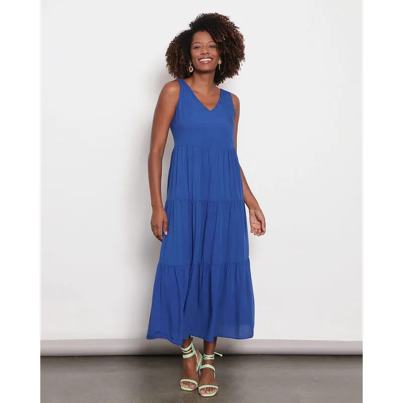Vestido Feminino Longo Três Marias Berry & Co. Azul GG