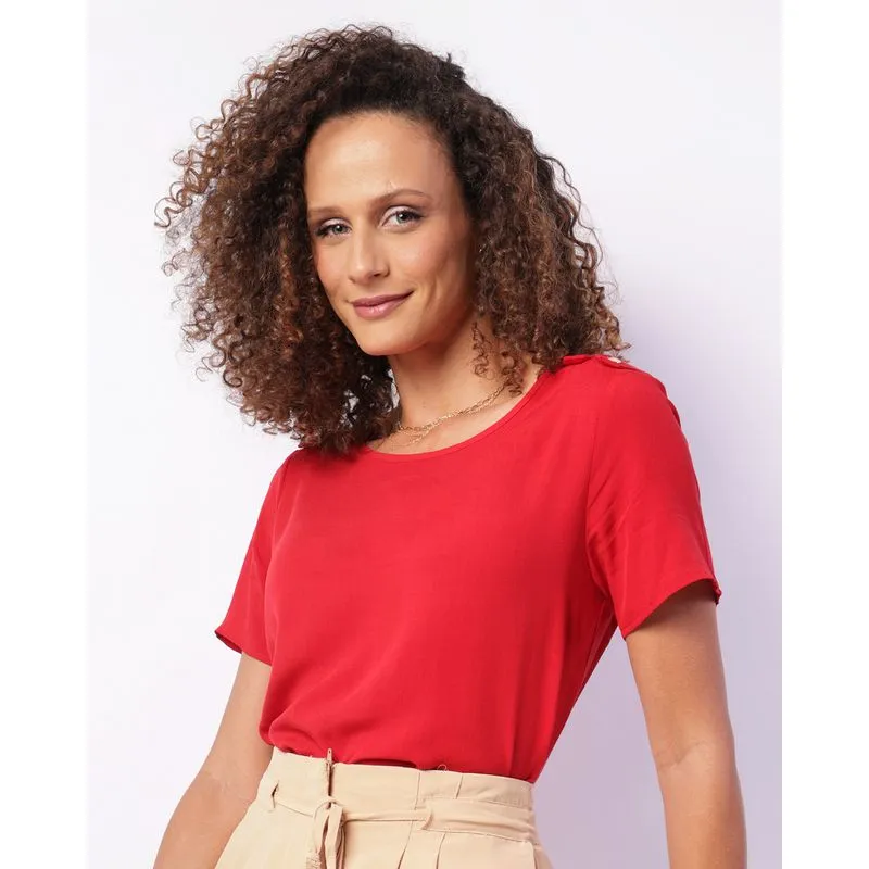 Blusa Feminina Berry & Co. Viscose com Botões Vermelha P