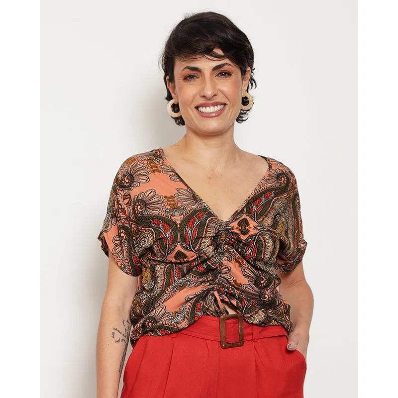 Blusa Feminina Berry & Co. com Colisse Laranja GG