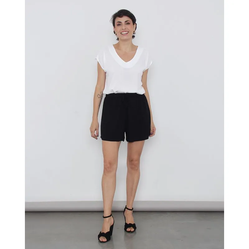 Short Feminino Berry & Co. Viscose Liso Preto M