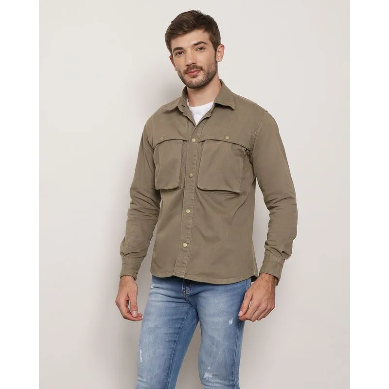 Jaqueta Masculina Sarja Bolso Frontal Verde UN