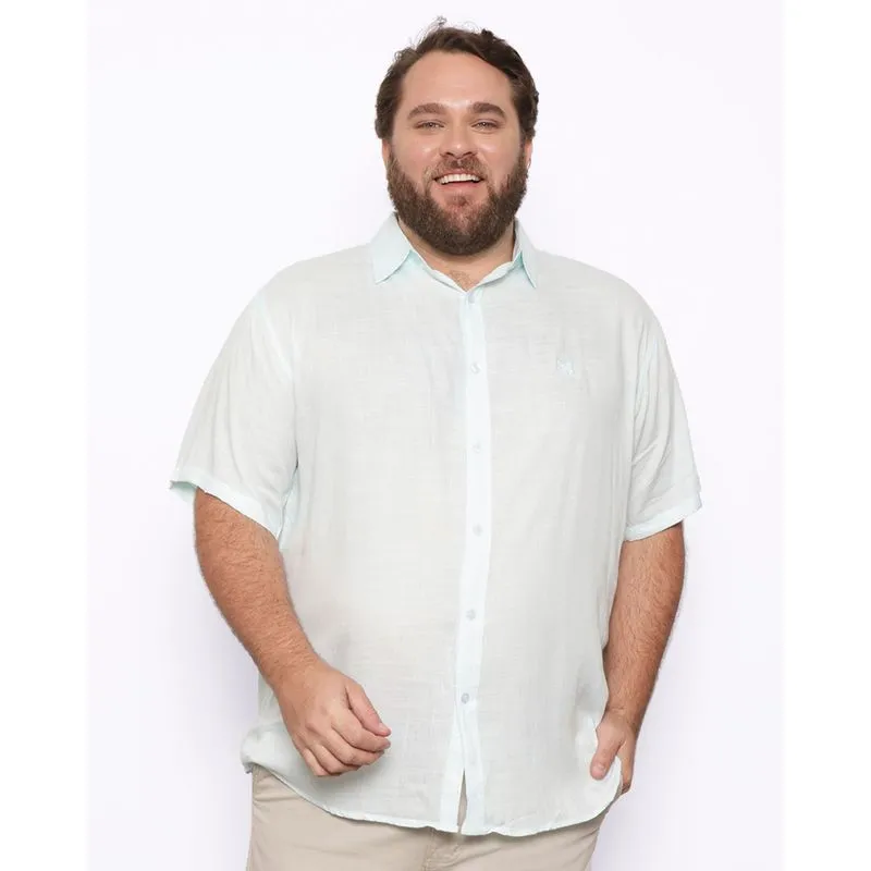 Camisa Plus Size Masculina Manga Curta Lisa Verde G3