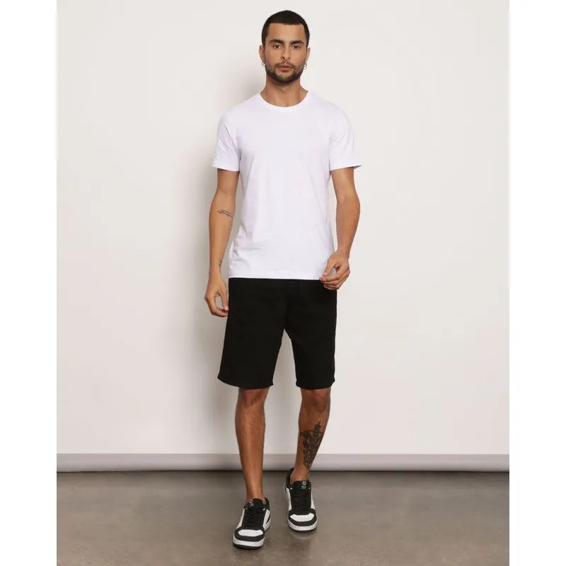 Bermuda Masculina Sarja Reta Com Cordão Preta 38