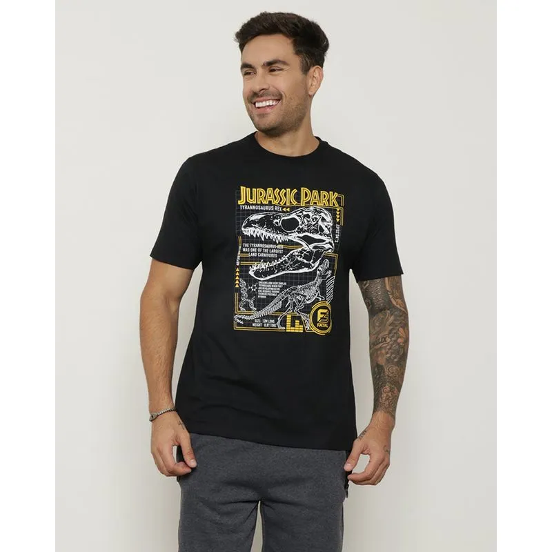 Camiseta Masculina Estampa Jurassic Park Fatal Preta P