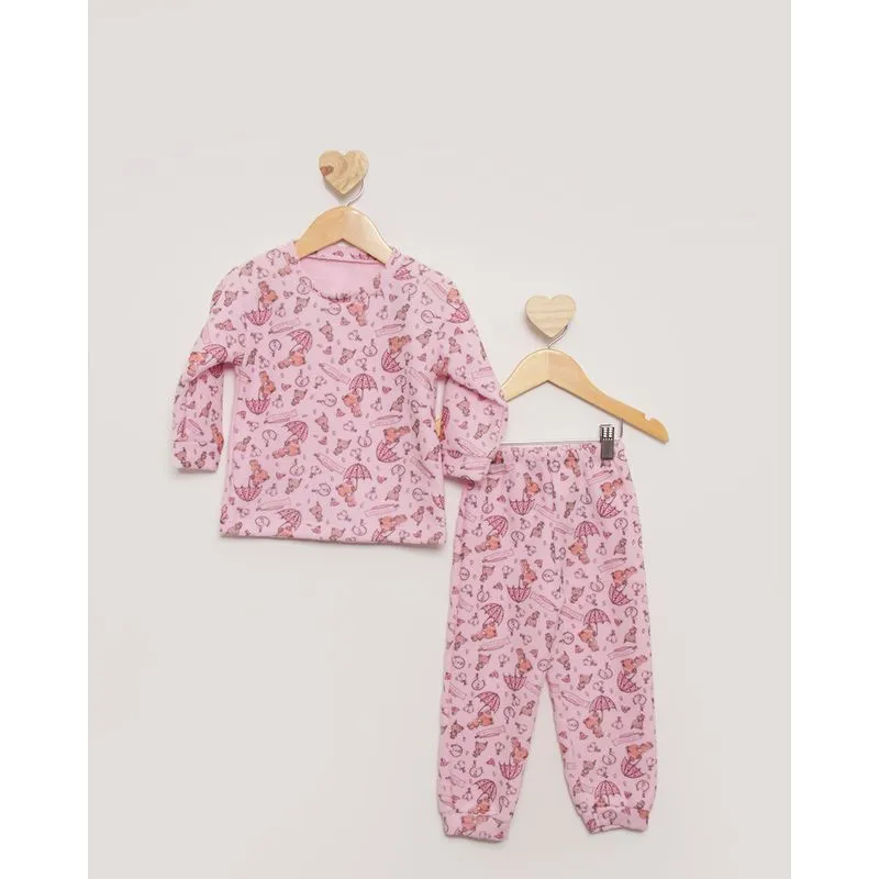 Pijama Bebê Longo Estampado Ursinho Soft Rosa 1