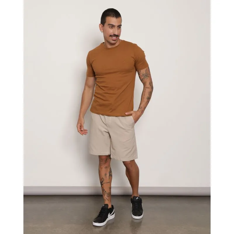 Bermuda Masculina Reta Rústica Com Bolso Bege 36