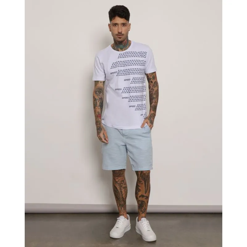 Bermuda Masculina Sarja Listrada Azul 46