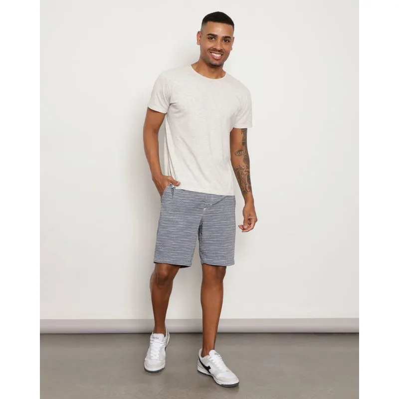 Bermuda Masculina Sarja Reta Com Cordão Listrado Marinho 48