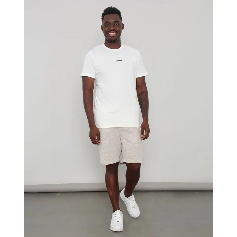 Bermuda Masculina Sarja Reta Com Bolsos Listrada Bege 38