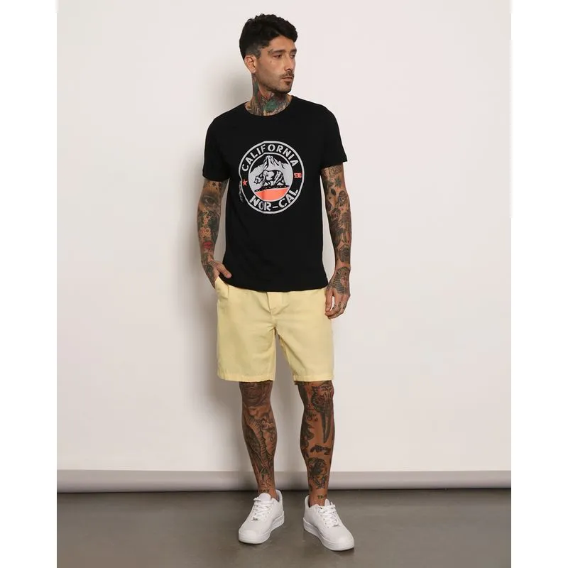 Bermuda Masculina Sarja Listrada Amarela 40