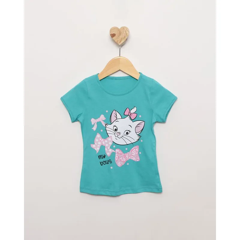 Camiseta Bebê Manga Curta Disney Marie Azul 1