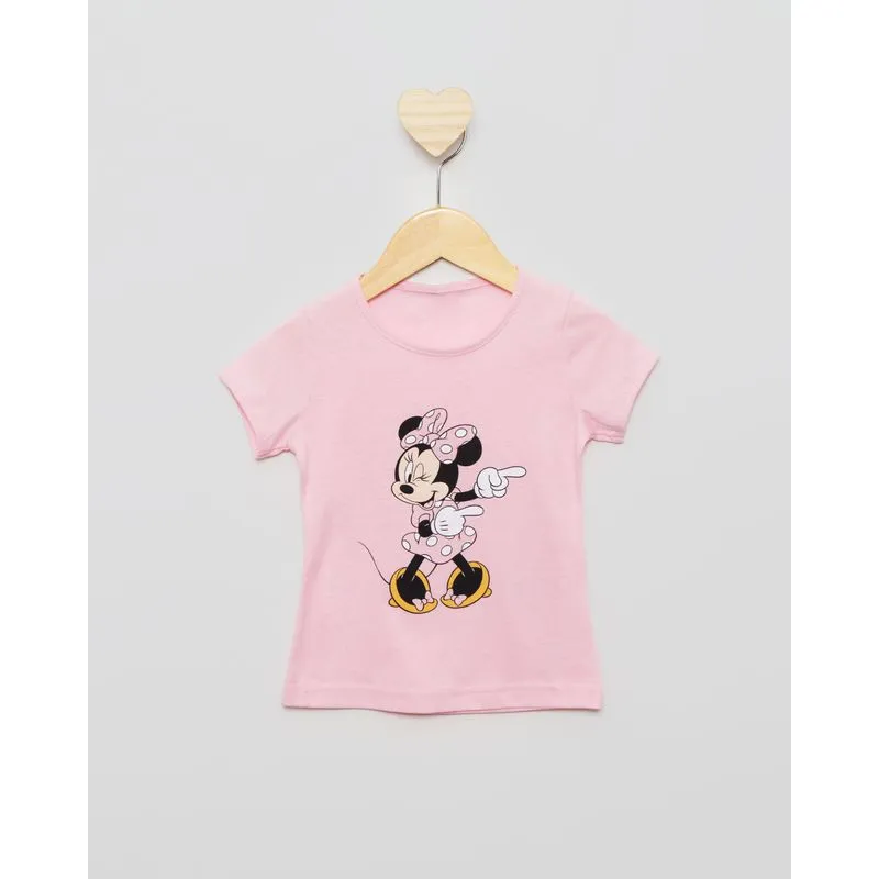 Camiseta Bebê Disney Minnie Manga Curta Rosa 2