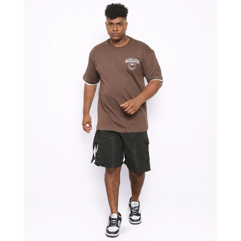 Bermuda Plus Size Masculina Cargo Fita Decorativa Preta G3