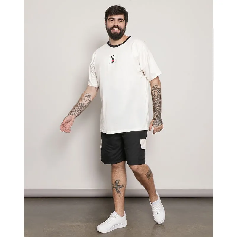 Bermuda Masculina Plus Sized Reta Bolso Cargo Preta G2
