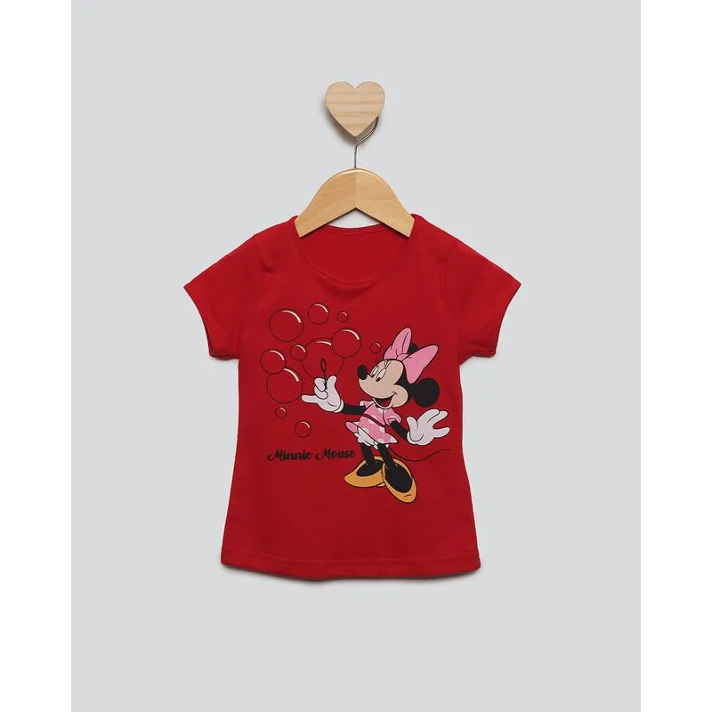 Camiseta Bebê Manga Curta Disney Minnie Vermelha 3