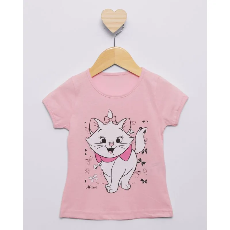 Camiseta Bebê Manga Curta Disney Marie Rosa 1