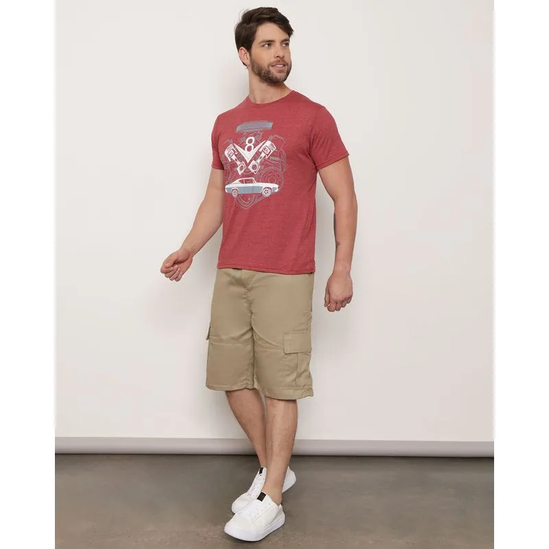 Bermuda Sarja Masculina Bolso Cargo Bege 52