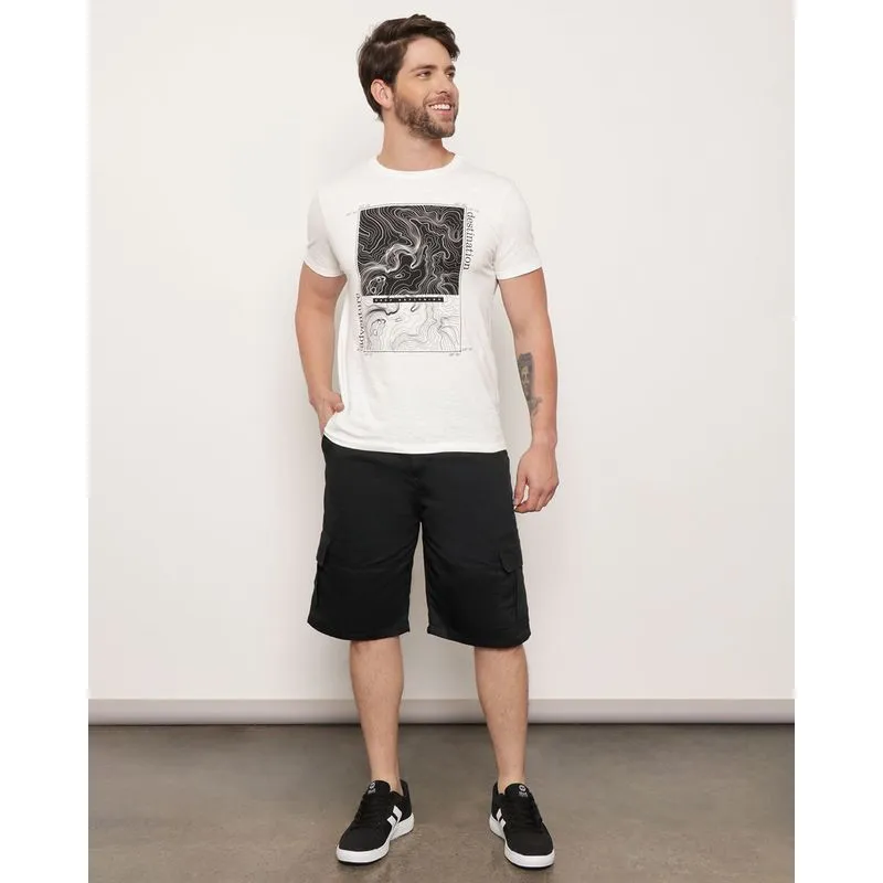 Bermuda Sarja Masculina Bolso Cargo Preto 52