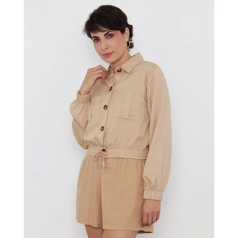 Casaco Feminino Berry & Co. Bomber Com Botões Bege M