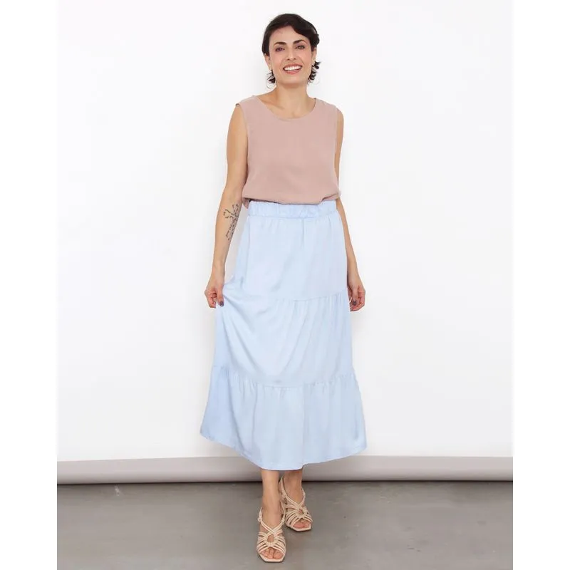 Saia Feminina Berry & Co. Viscose Três Marias Azul M