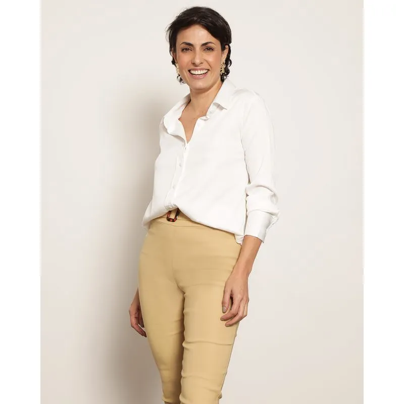 Camisa Feminina Berry & Co. Manga Longa Viscose Branca G