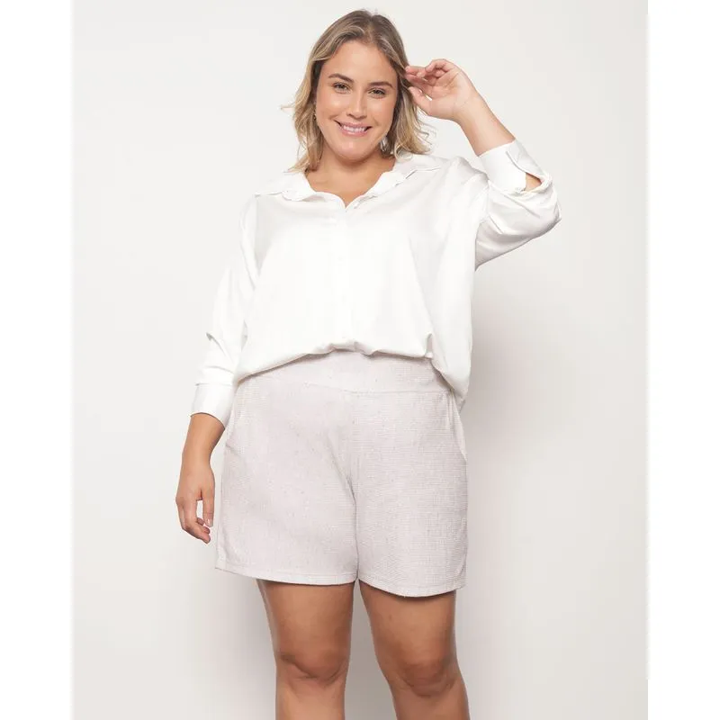Camisa Plus Size Berry & Co. Feminina Manga Longa Branca G3