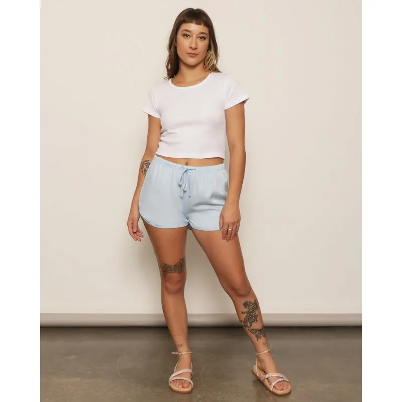 Short Feminino Berry & Co. Boxer Viscose com Cordão Azul P