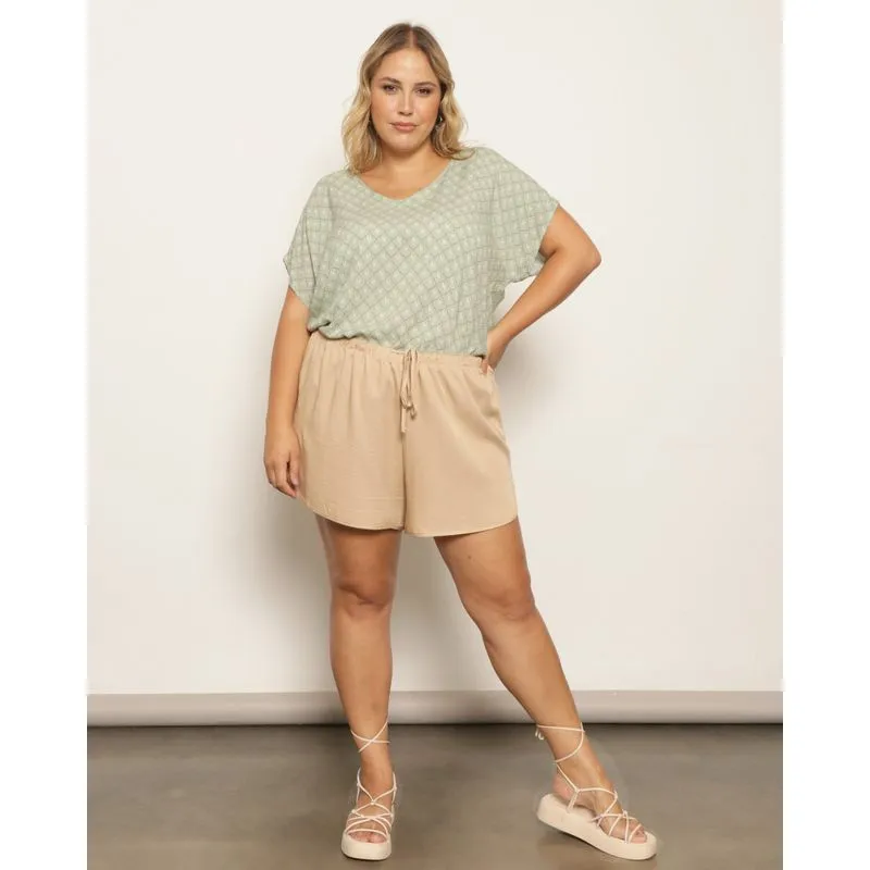Short Plus Size Feminino Berry & Co. Boxer Viscose Bege G3
