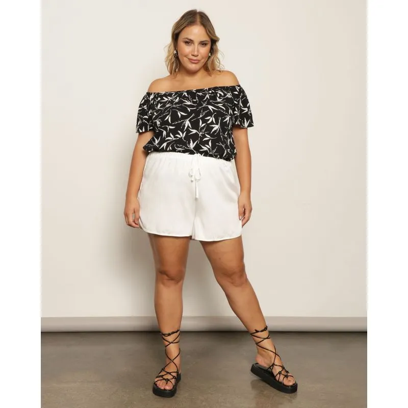 Short Plus Size Feminino Berry & Co. Boxer Viscose Branco G1
