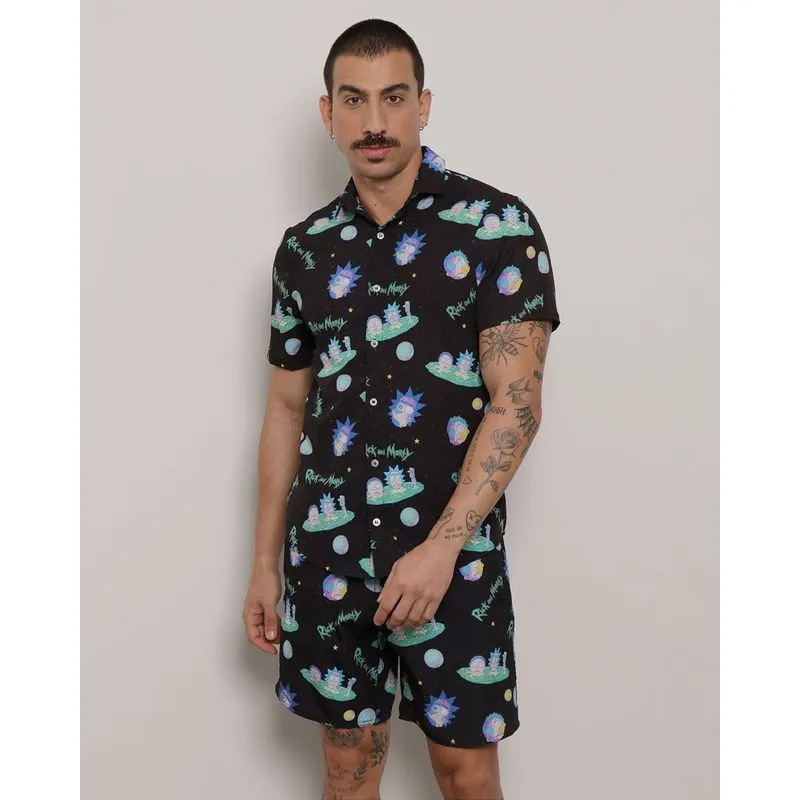 Camisa Masculina Warner Estampada Rick And Morty Preta M