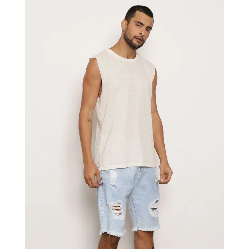 Regata Cavada Masculina Texturizada Off White G