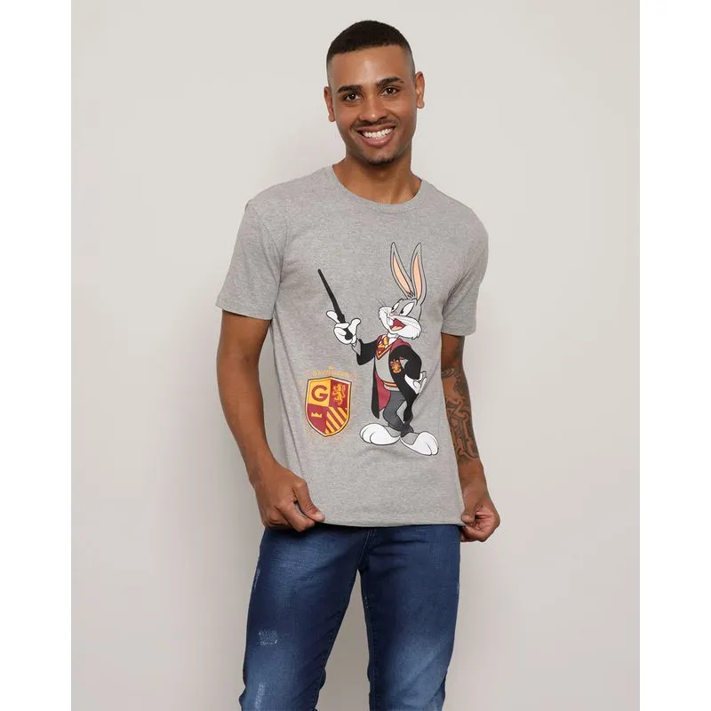 Camiseta Masculina Warner Estampa Pernalonga de Harry Potter Cinza G