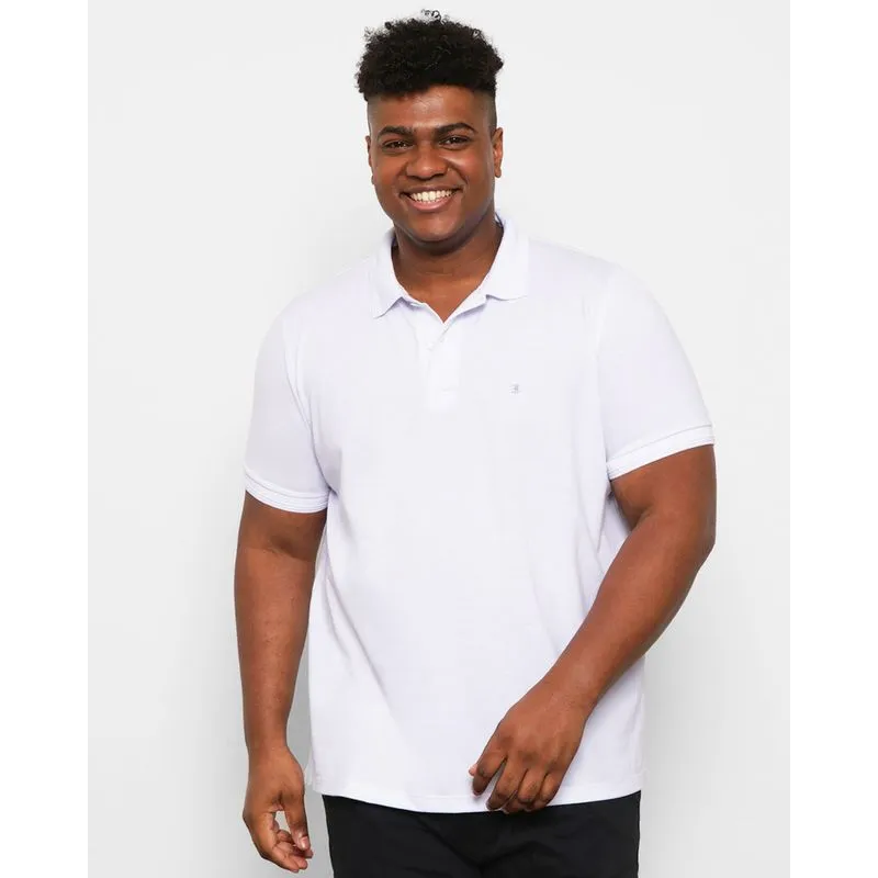 Polo Plus Size Masculina Manga Curta Lisa Branca G1