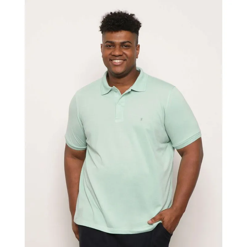 Polo Plus Size Masculina Manga Curta Lisa Verde G3