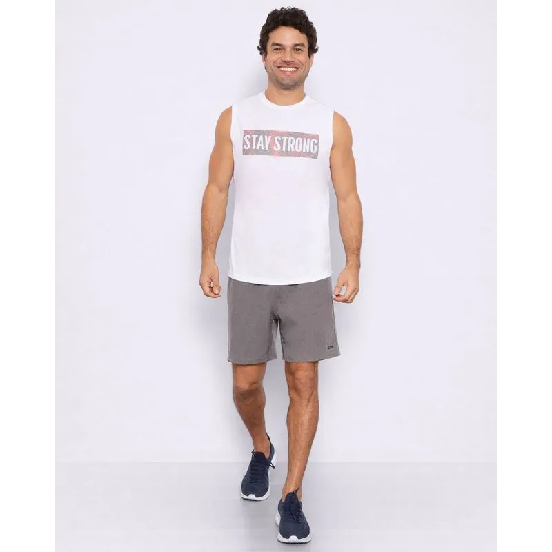 Bermuda Esportiva Masculina Fitter Reta Bolsos Com Cordão Cinza P