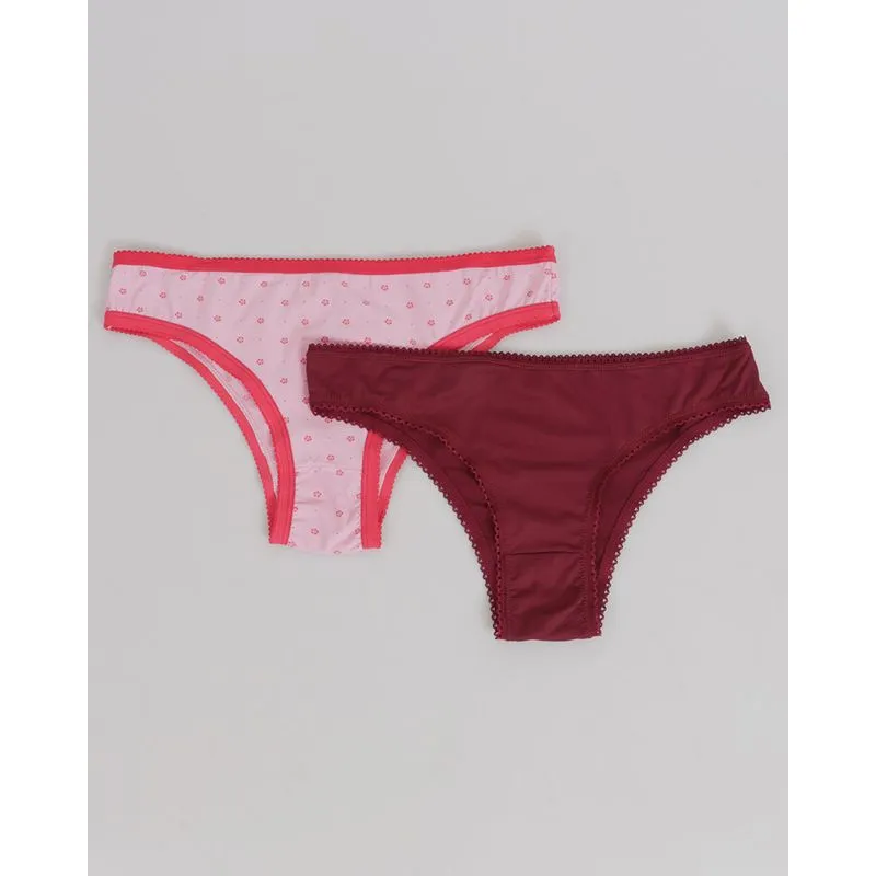 Kit 2 Calcinhas Feminina Biquíni Estampada Cor Sortida M