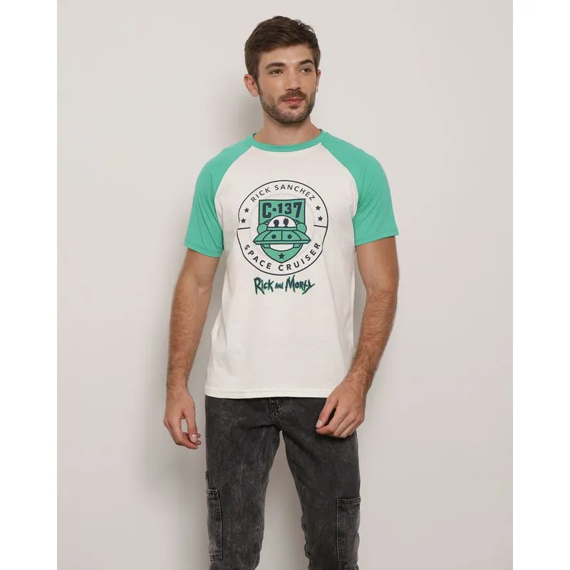 Camiseta Masculina Manga Curta Rick And Morty Off White UN