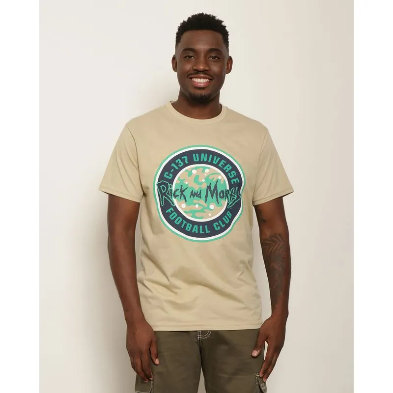 Camiseta Masculina Estampa Frontal Rick And Morty Manga Curta Bege P