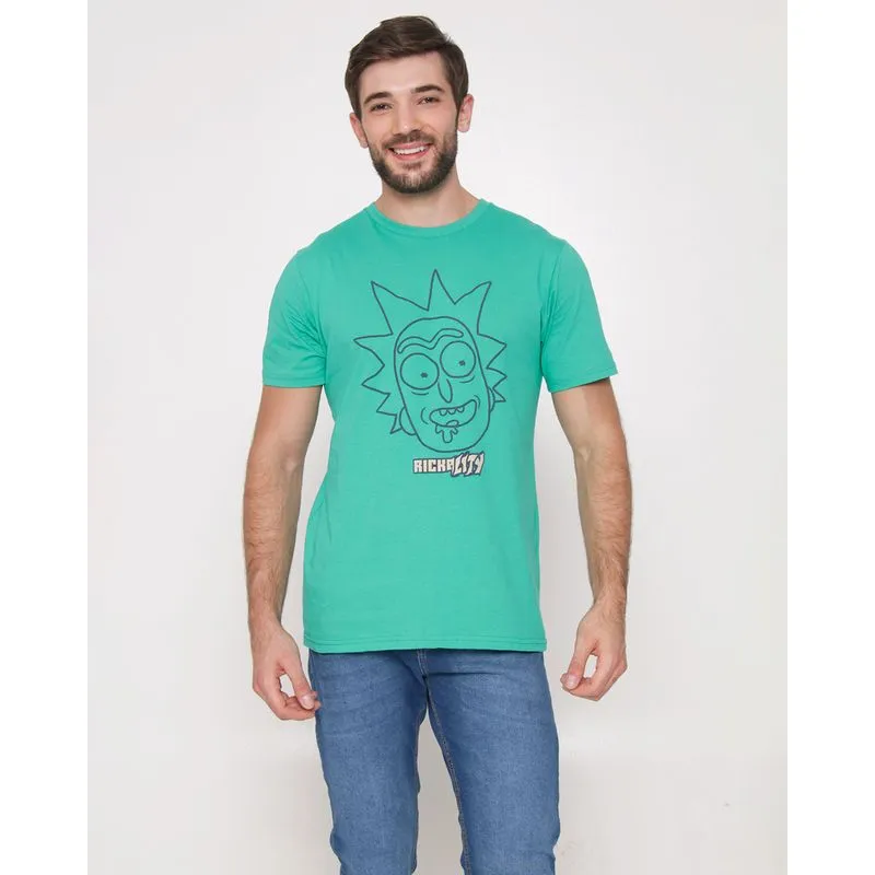 Camiseta Masculina Warner Rick And Morty Estampa Frente e Costa Manga Curta Verde M
