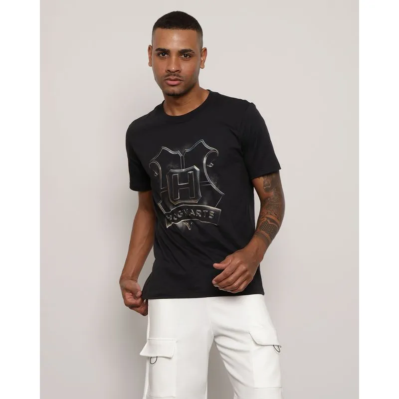 Camiseta Masculina Warner Harrry Potter Manga Curta Preta GG